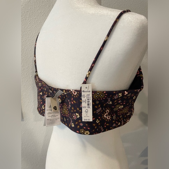 New! Madewell Second Wave Reversible Bandeau Bikini Top in Wildplains Floral - Picture 7 of 7
